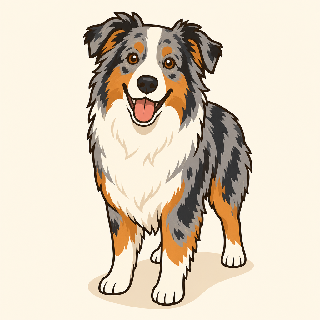 Illustration of a Australian Shepherd