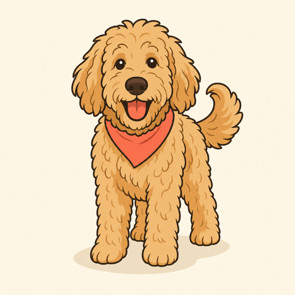 Illustration of a Goldendoodle