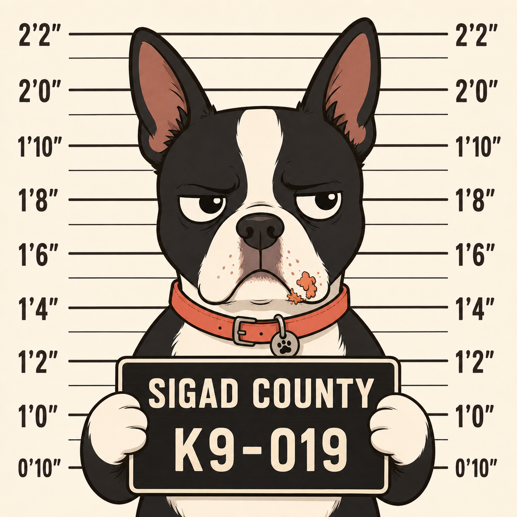 Mugshot of a Boston Terrier