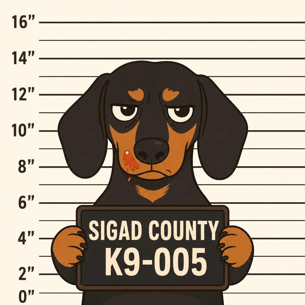 Mugshot of a Dachshund