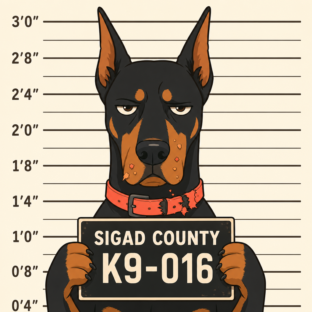 Mugshot of a Doberman Pinscher