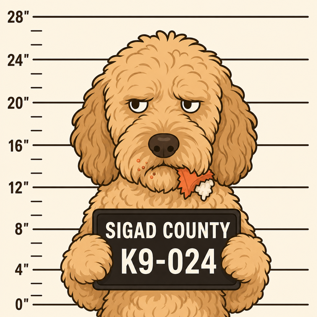 Mugshot of a Labradoodle