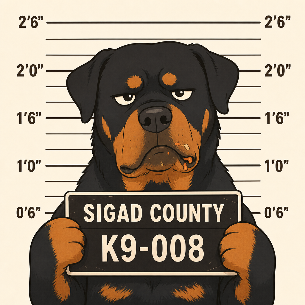 Mugshot of a Rottweiler